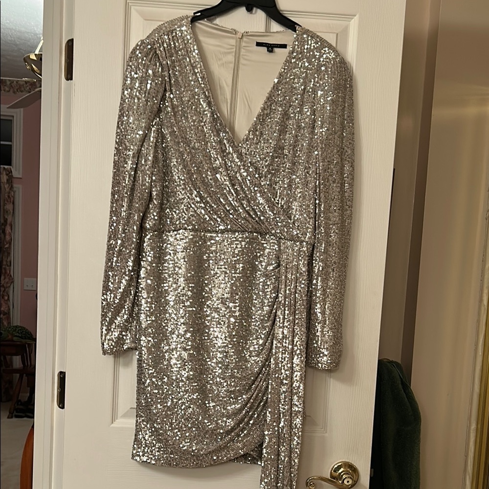 Gold Sequin Wrap Dress